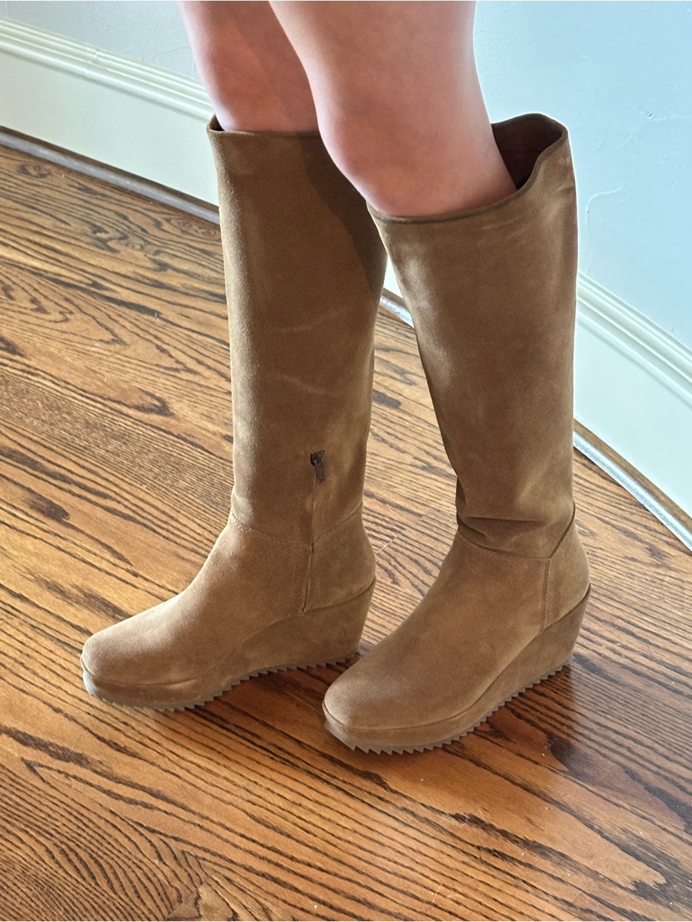 PEDRO GARCIA Camel Suede Knee-High Platform Boots NWT Size 40🌸